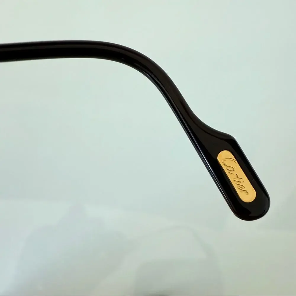 CARTIER Oval Rimless Sunglasses Brown  Gold Frame Authentic Vintage